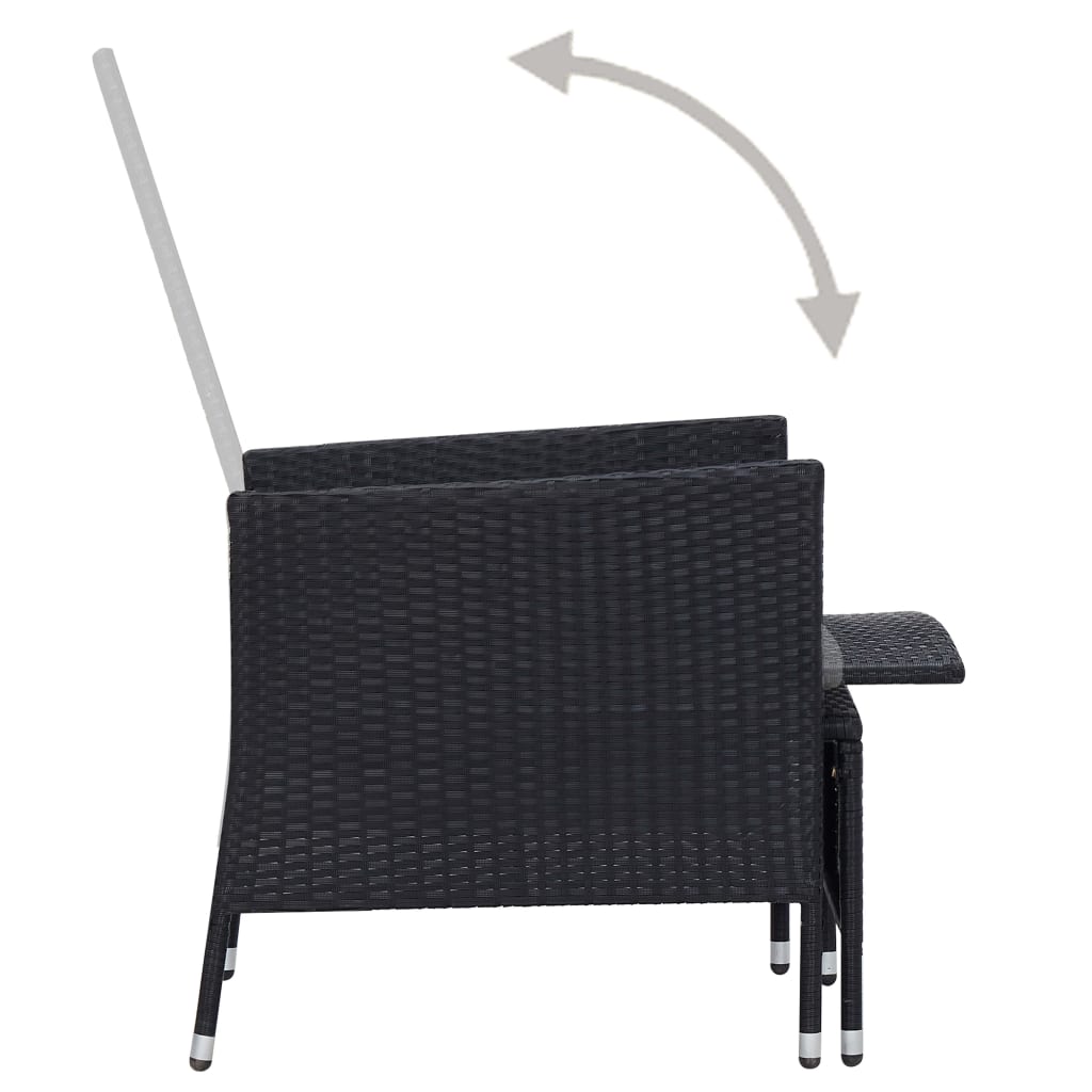 3-delige Loungeset met kussens poly rattan zwart is nu te koop bij PeponiXL, paradijselijk wonen!