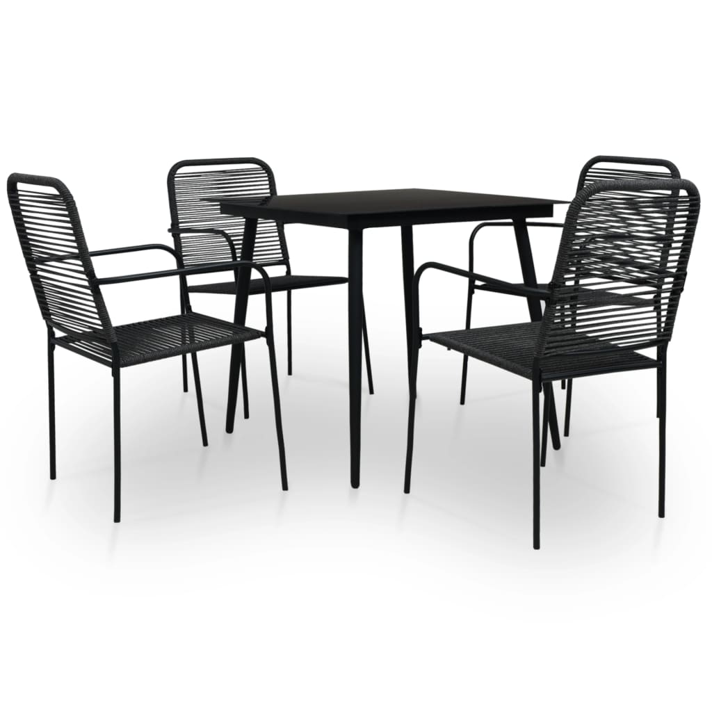 5-delige Tuinset katoenen touw en staal zwart is nu te koop bij PeponiXL, paradijselijk wonen!