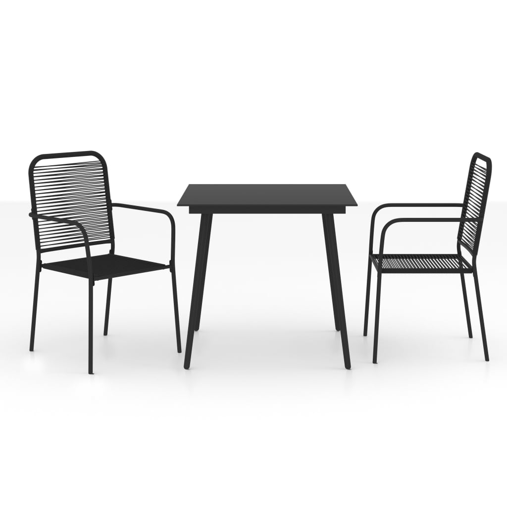3-delige Tuinset katoenen touw en staal zwart is nu te koop bij PeponiXL, paradijselijk wonen!