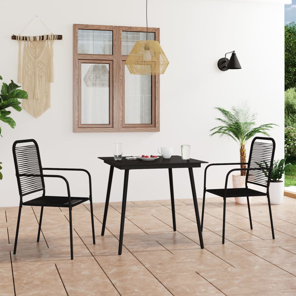 3-delige Tuinset katoenen touw en staal zwart is nu te koop bij PeponiXL, paradijselijk wonen!