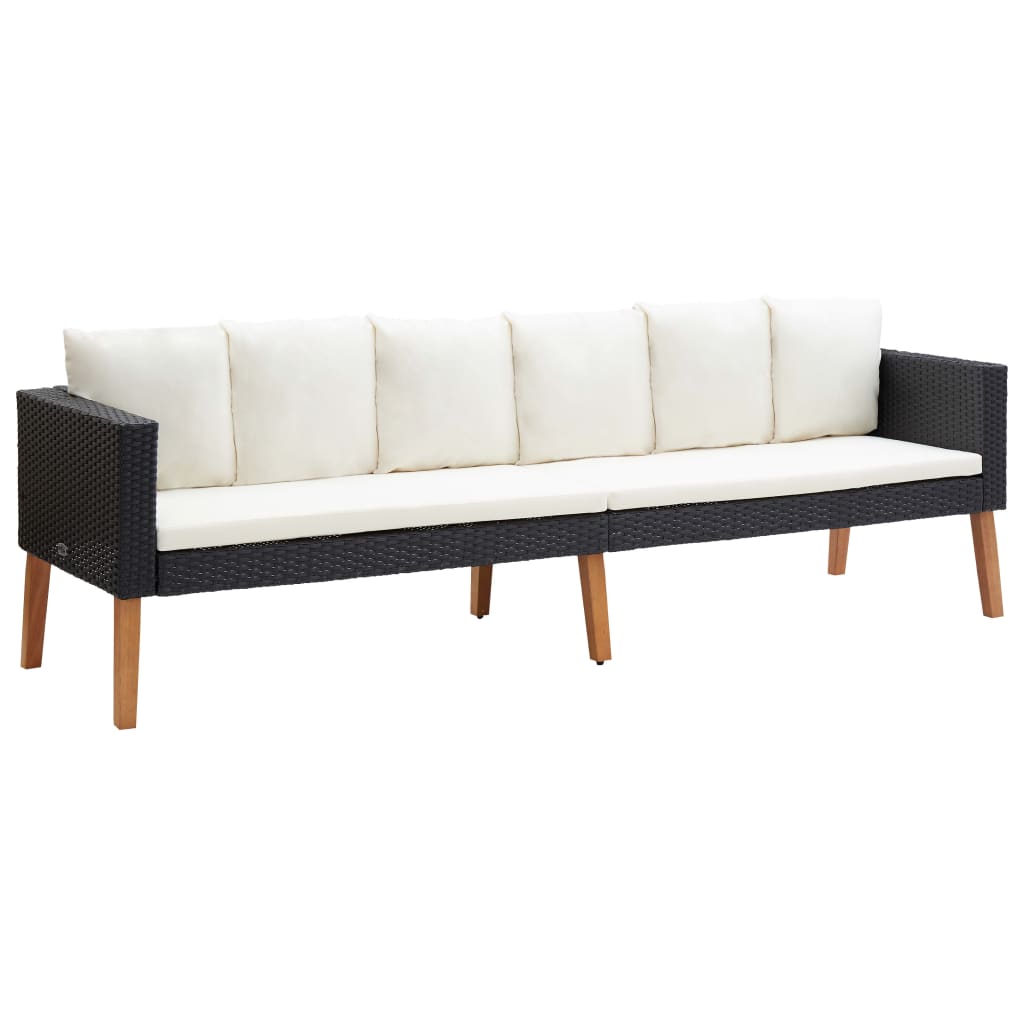 4-delige Loungeset met kussens poly rattan zwart is nu te koop bij PeponiXL, paradijselijk wonen!