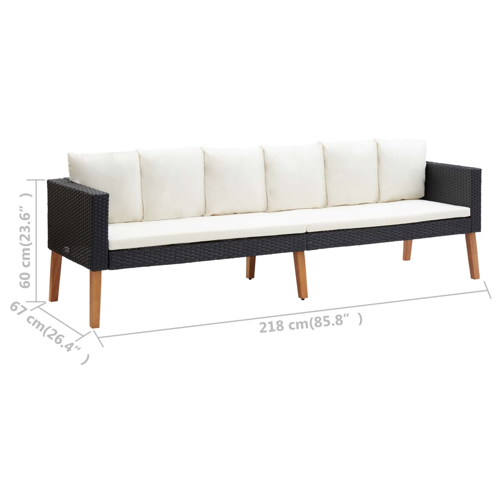 4-delige Loungeset met kussens poly rattan zwart is nu te koop bij PeponiXL, paradijselijk wonen!