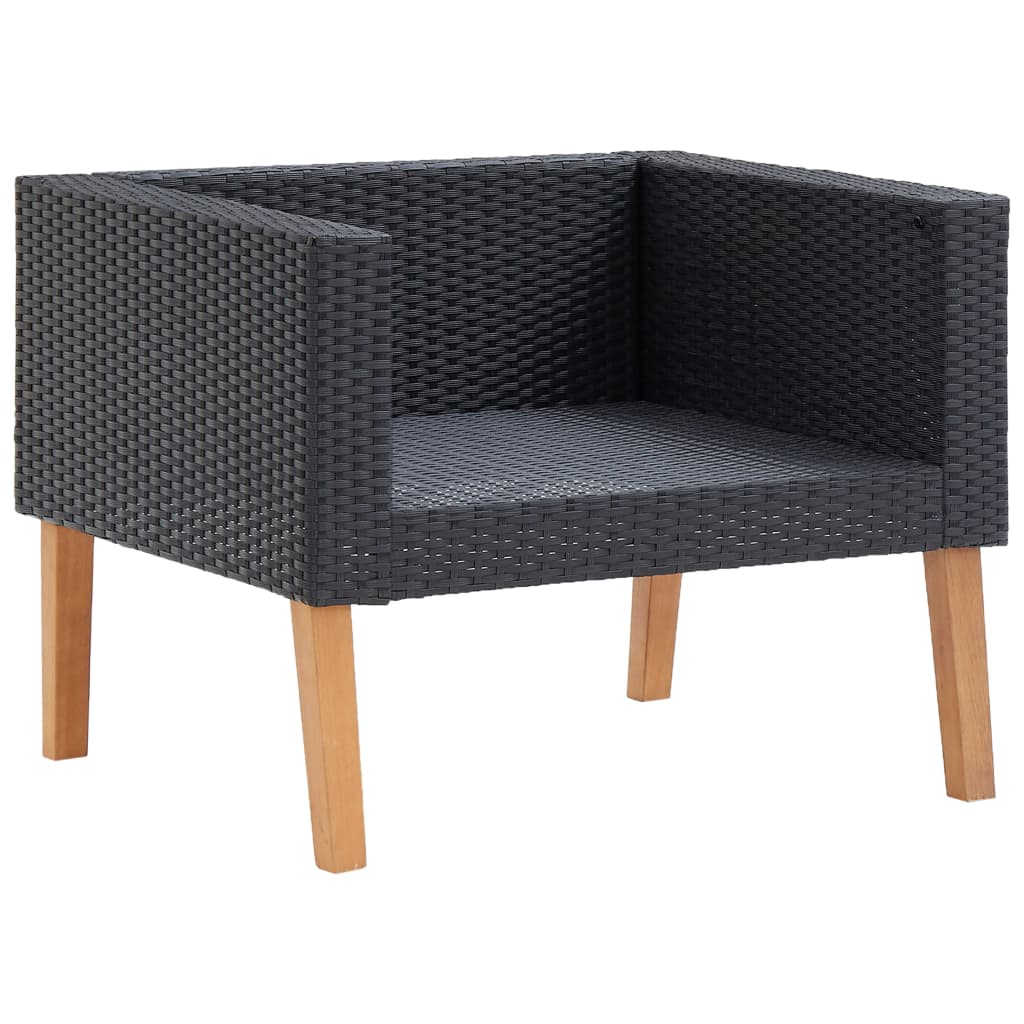 5-delige Loungeset met kussens poly rattan zwart is nu te koop bij PeponiXL, paradijselijk wonen!