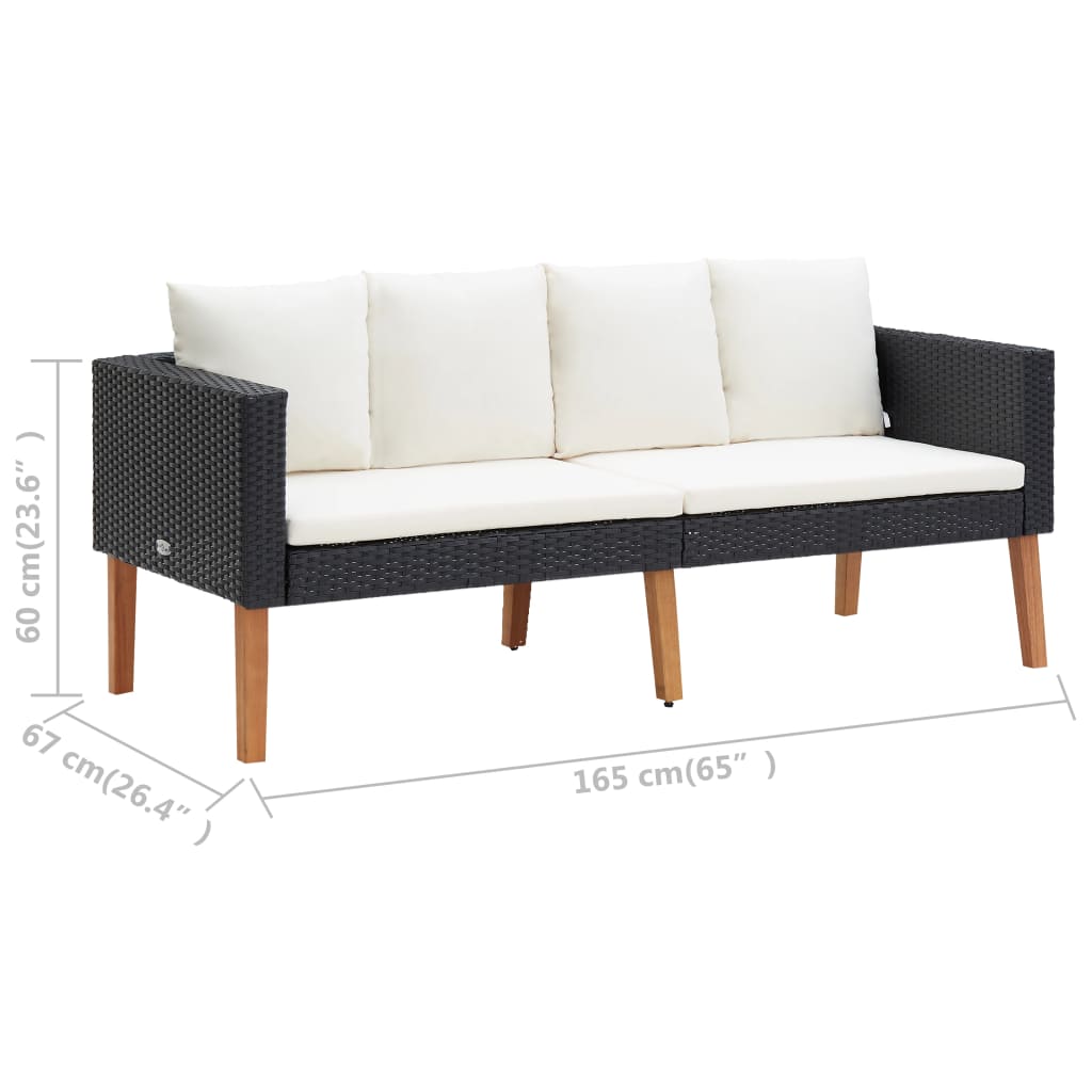 5-delige Loungeset met kussens poly rattan zwart is nu te koop bij PeponiXL, paradijselijk wonen!