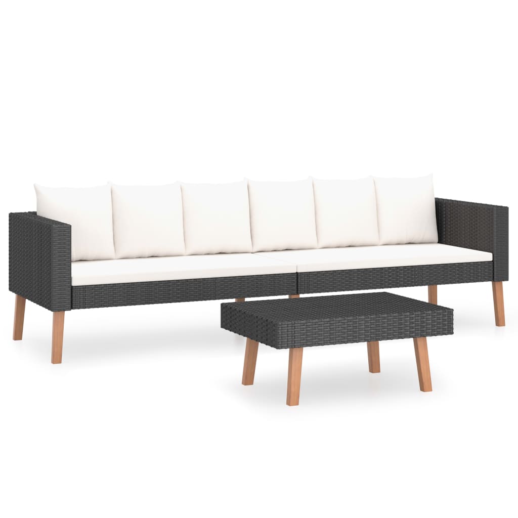2-delige Loungeset met kussens poly rattan zwart is nu te koop bij PeponiXL, paradijselijk wonen!