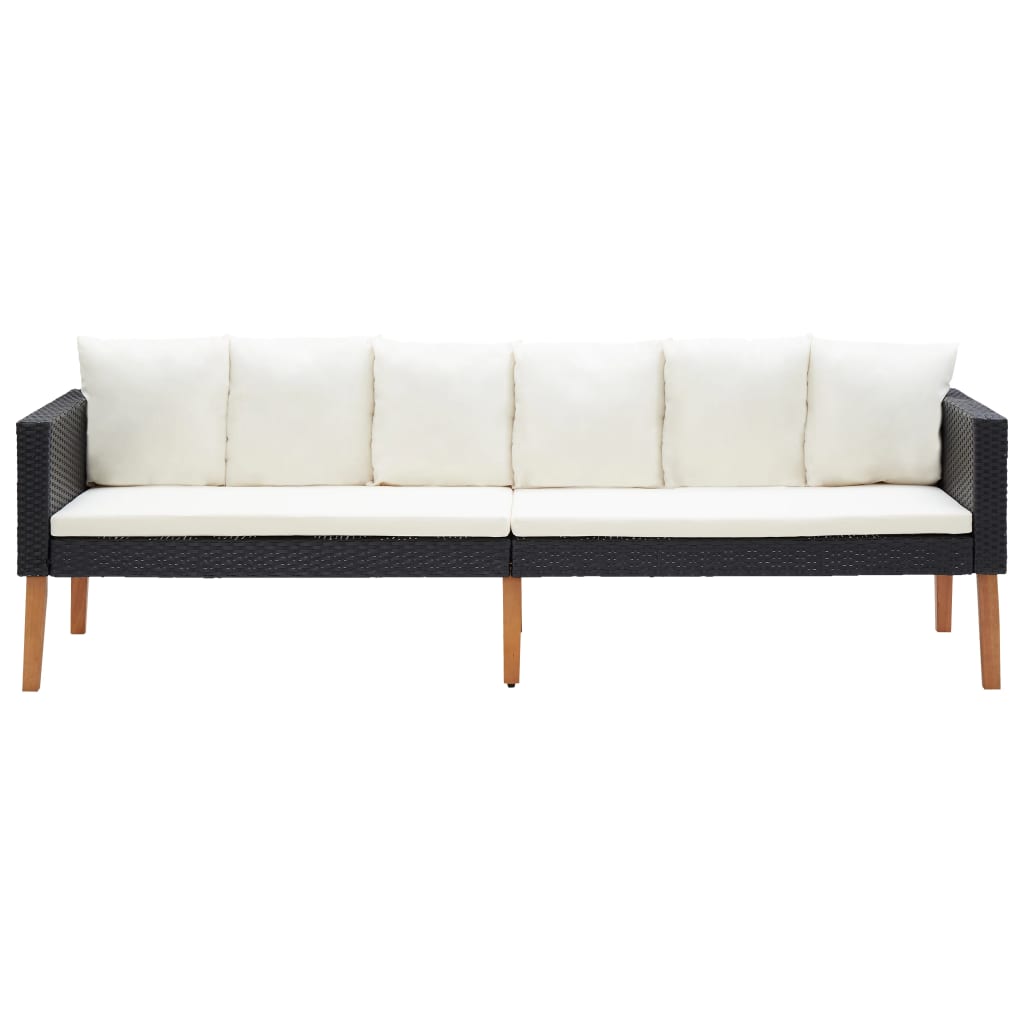 2-delige Loungeset met kussens poly rattan zwart is nu te koop bij PeponiXL, paradijselijk wonen!
