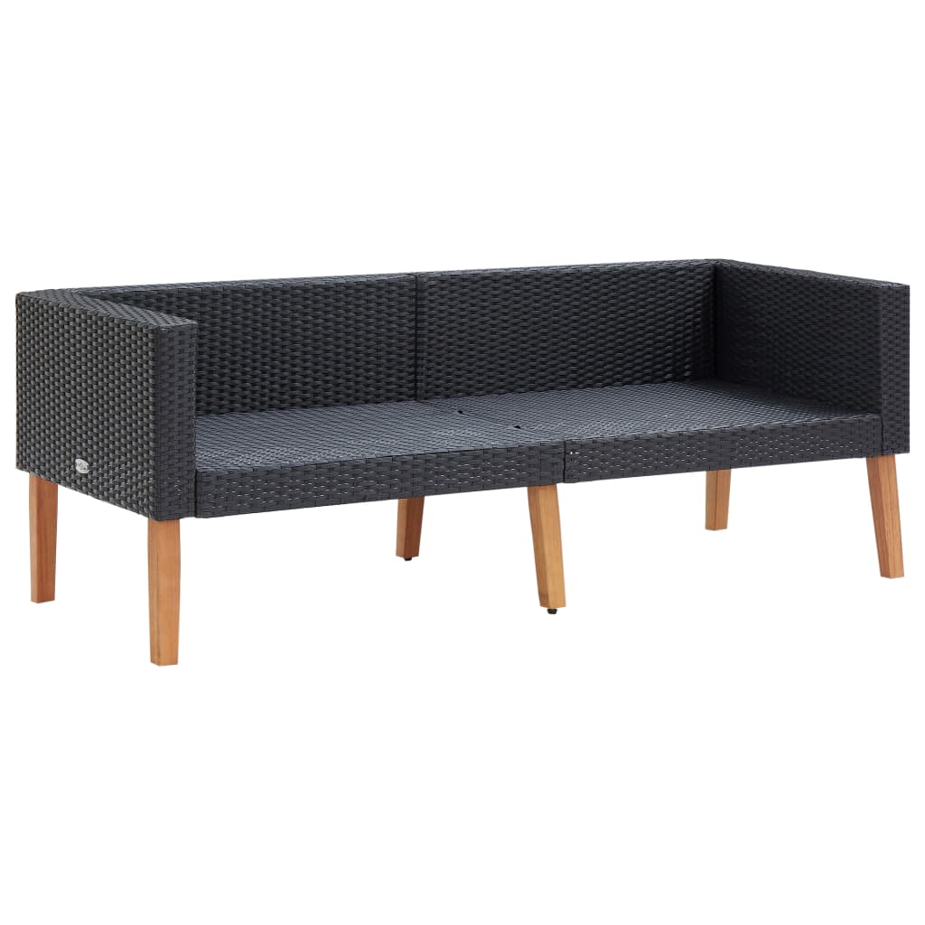 3-delige Loungeset met kussens poly rattan zwart is nu te koop bij PeponiXL, paradijselijk wonen!
