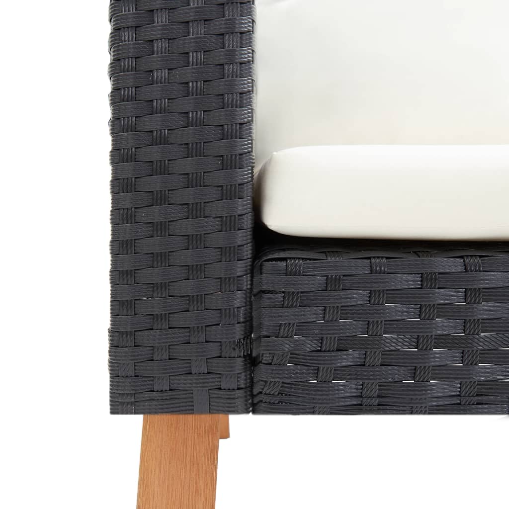 3-delige Loungeset met kussens poly rattan zwart is nu te koop bij PeponiXL, paradijselijk wonen!