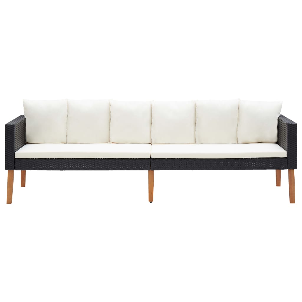 3-delige Loungeset met kussens poly rattan zwart is nu te koop bij PeponiXL, paradijselijk wonen!