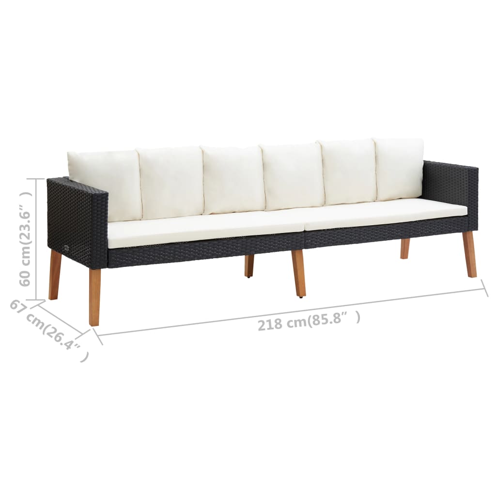 3-delige Loungeset met kussens poly rattan zwart is nu te koop bij PeponiXL, paradijselijk wonen!