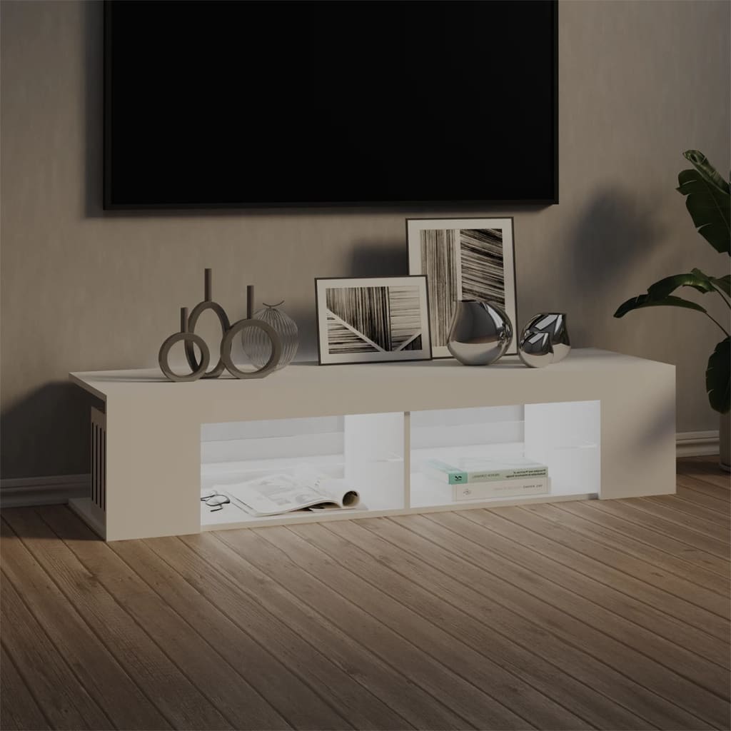 Tv-meubel met LED-verlichting 135x39x30 cm wit is nu te koop bij PeponiXL, paradijselijk wonen!