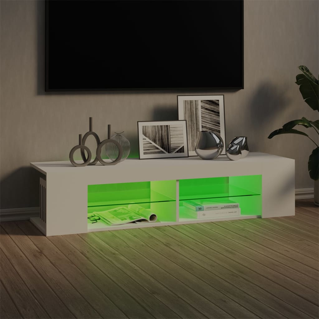 Tv-meubel met LED-verlichting 135x39x30 cm wit is nu te koop bij PeponiXL, paradijselijk wonen!