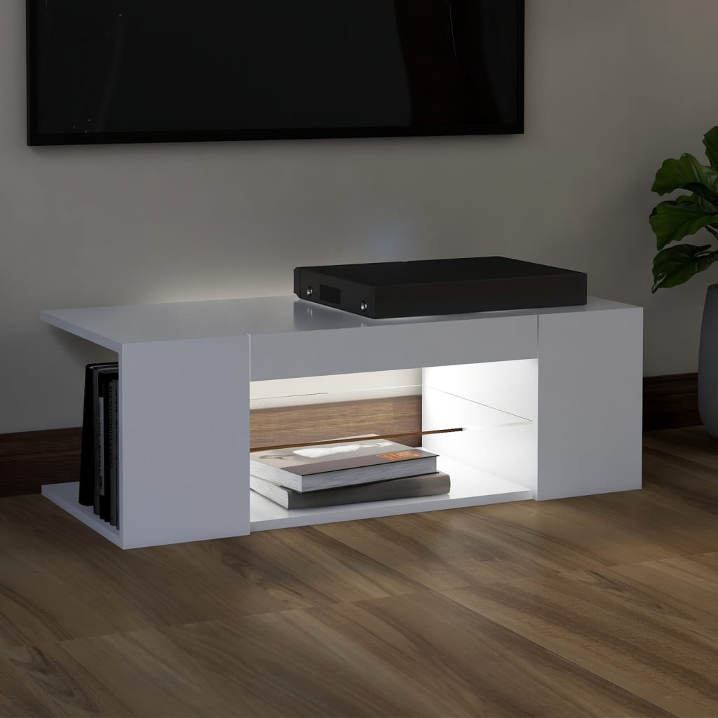 Tv-meubel met LED-verlichting 90x39x30 cm wit is nu te koop bij PeponiXL, paradijselijk wonen!