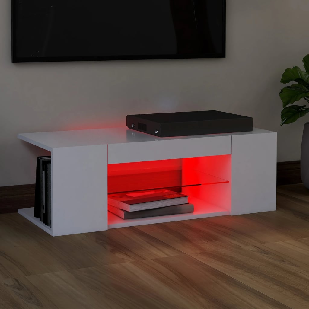 Tv-meubel met LED-verlichting 90x39x30 cm wit is nu te koop bij PeponiXL, paradijselijk wonen!