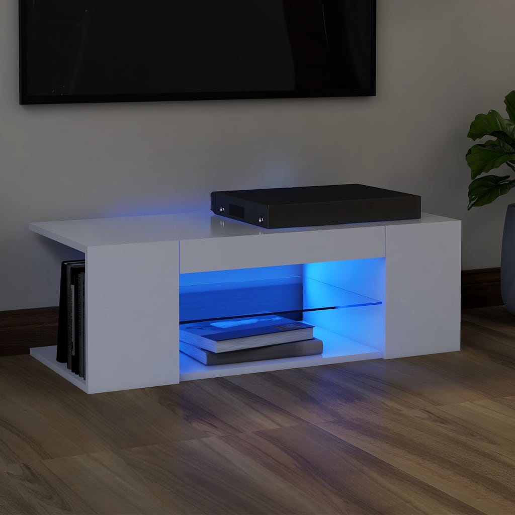 Tv-meubel met LED-verlichting 90x39x30 cm wit is nu te koop bij PeponiXL, paradijselijk wonen!