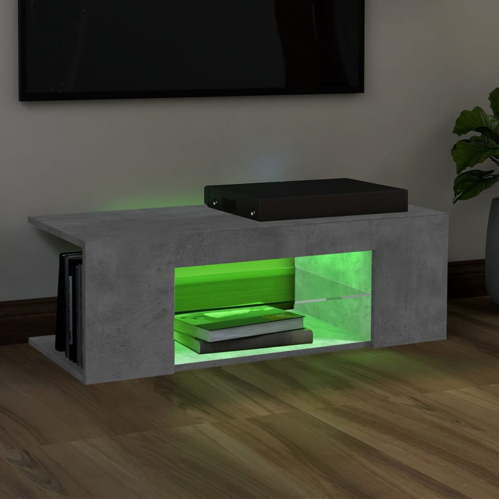 Tv-meubel met LED-verlichting 90x39x30 cm betongrijs is nu te koop bij PeponiXL, paradijselijk wonen!