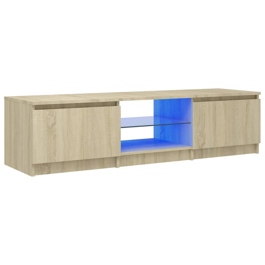 Tv-meubel met LED-verlichting 140x40x36 cm sonoma eikenkleur is nu te koop bij PeponiXL, paradijselijk wonen!