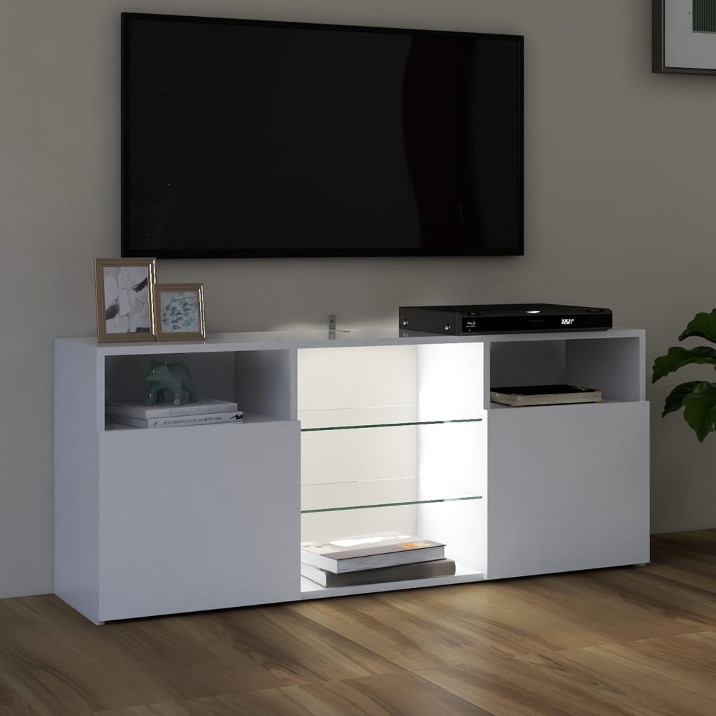 Tv-meubel met LED-verlichting 120x30x50 cm wit is nu te koop bij PeponiXL, paradijselijk wonen!