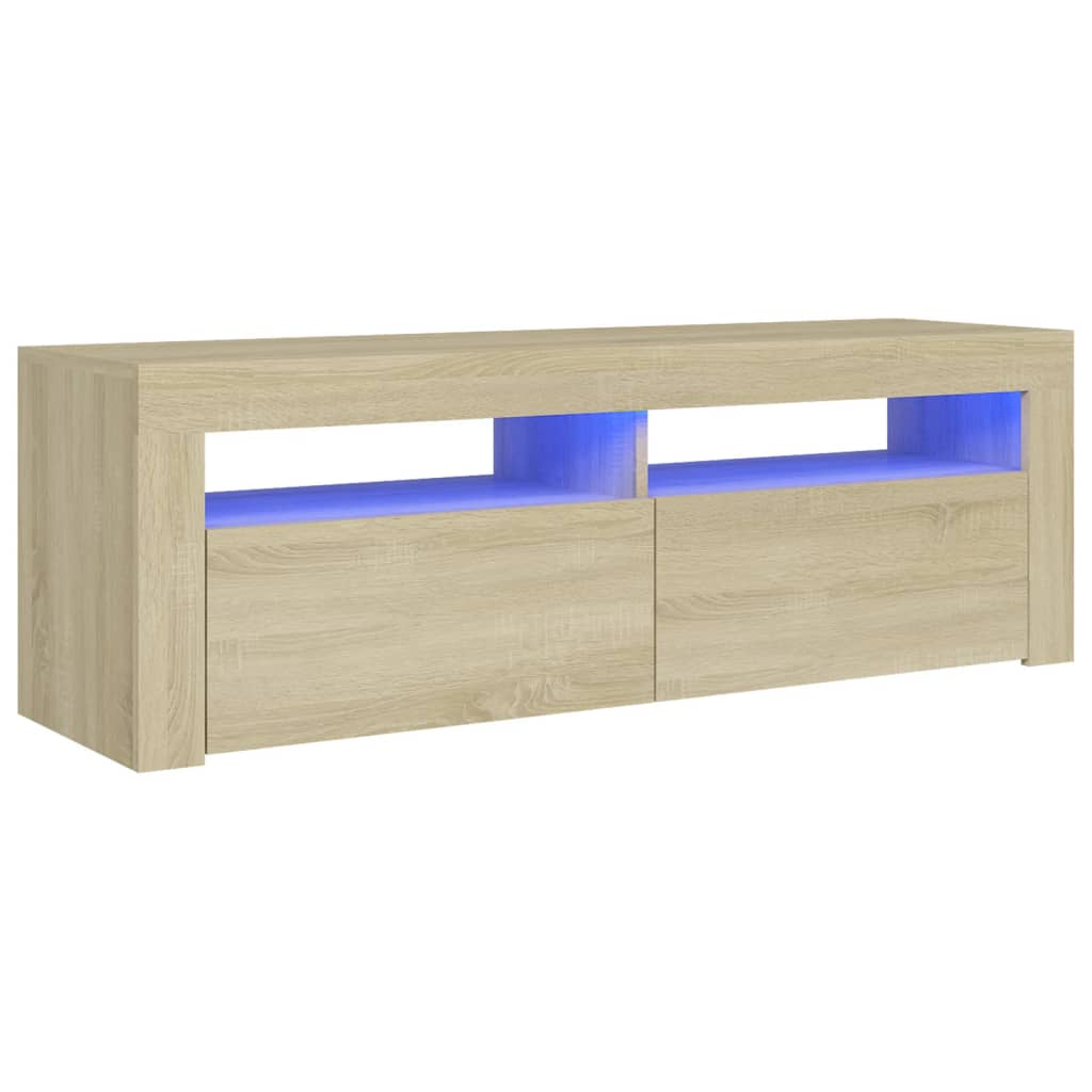 Tv-meubel met LED-verlichting 120x35x40 cm sonoma eikenkleurig is nu te koop bij PeponiXL, paradijselijk wonen!