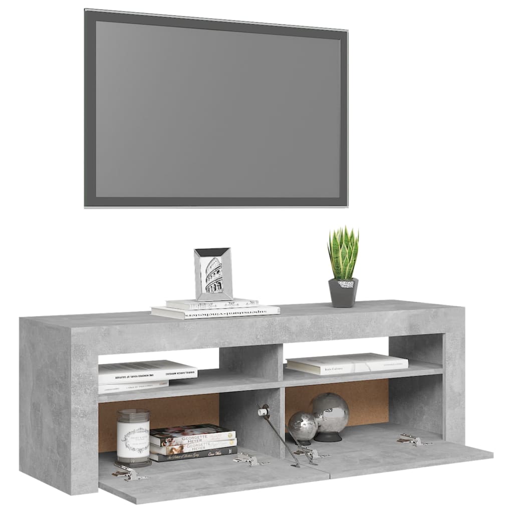 Tv-meubel met LED-verlichting 120x35x40 cm betongrijs is nu te koop bij PeponiXL, paradijselijk wonen!