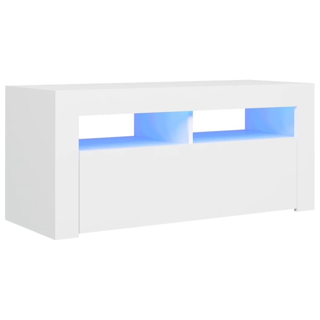 Tv-meubel met LED-verlichting 90x35x40 cm wit is nu te koop bij PeponiXL, paradijselijk wonen!