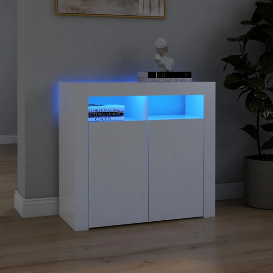 Dressoir met LED-verlichting 80x35x75 cm wit is nu te koop bij PeponiXL, paradijselijk wonen!