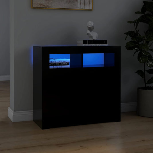 Dressoir met LED-verlichting 80x35x75 cm zwart is nu te koop bij PeponiXL, paradijselijk wonen!