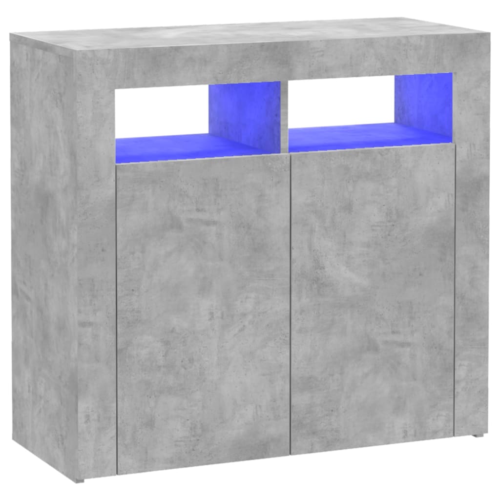 Dressoir met LED-verlichting 80x35x75 cm betongrijs is nu te koop bij PeponiXL, paradijselijk wonen!