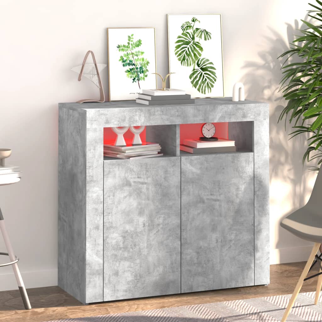 Dressoir met LED-verlichting 80x35x75 cm betongrijs is nu te koop bij PeponiXL, paradijselijk wonen!