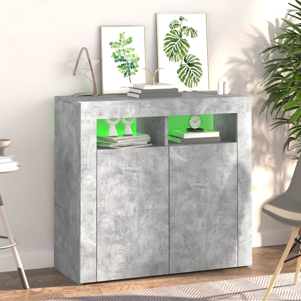 Dressoir met LED-verlichting 80x35x75 cm betongrijs is nu te koop bij PeponiXL, paradijselijk wonen!