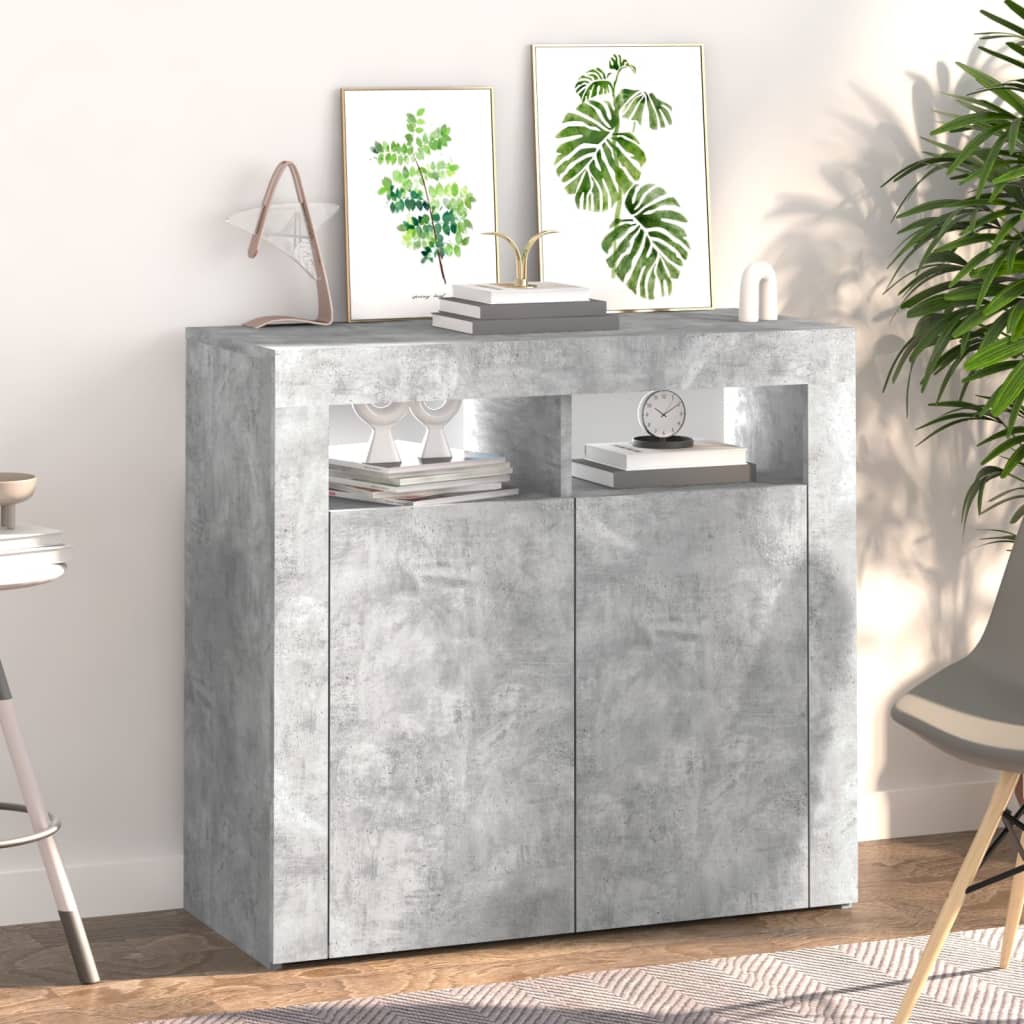 Dressoir met LED-verlichting 80x35x75 cm betongrijs is nu te koop bij PeponiXL, paradijselijk wonen!
