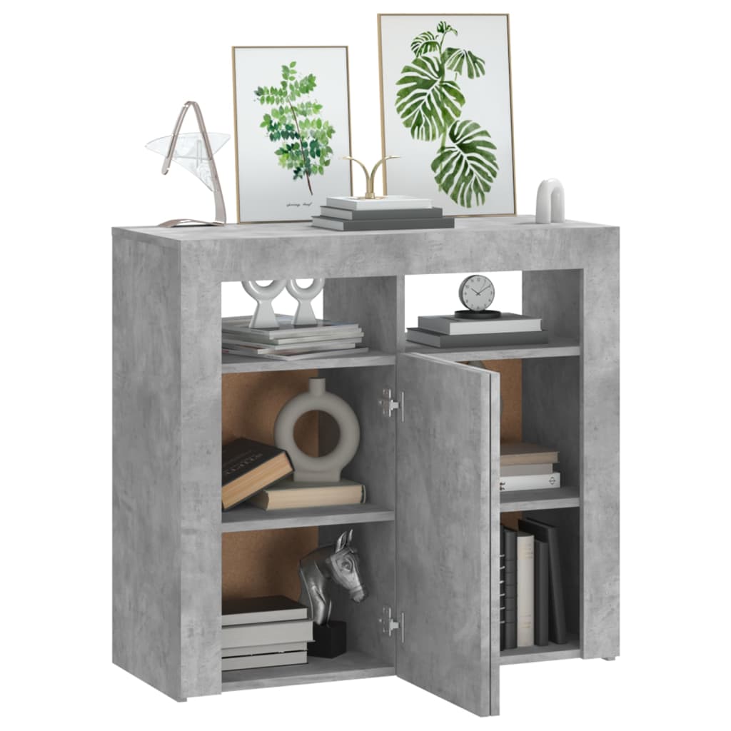 Dressoir met LED-verlichting 80x35x75 cm betongrijs is nu te koop bij PeponiXL, paradijselijk wonen!