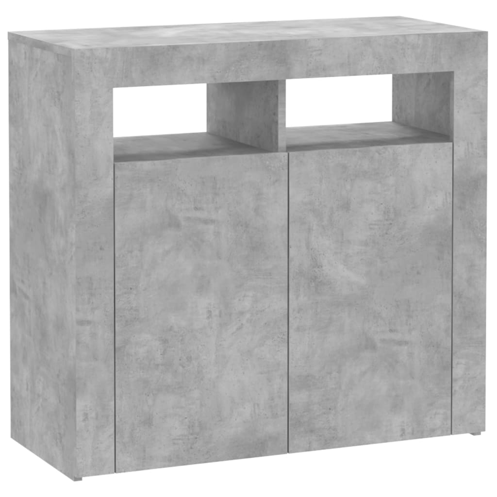 Dressoir met LED-verlichting 80x35x75 cm betongrijs is nu te koop bij PeponiXL, paradijselijk wonen!
