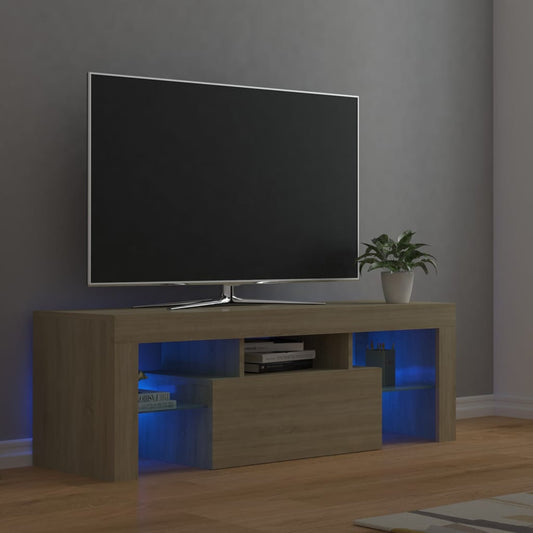 Tv-meubel met LED-verlichting 120x35x40cm sonoma eikenkleurig is nu te koop bij PeponiXL, paradijselijk wonen!