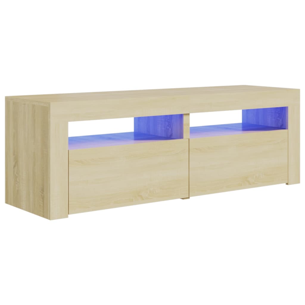 Tv-meubel met LED-verlichting 120x35x40cm sonoma eikenkleurig is nu te koop bij PeponiXL, paradijselijk wonen!