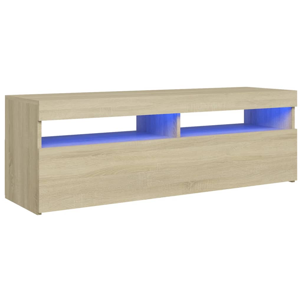 Tv-meubel met LED-verlichting 120x35x40 cm sonoma eikenkleurig is nu te koop bij PeponiXL, paradijselijk wonen!