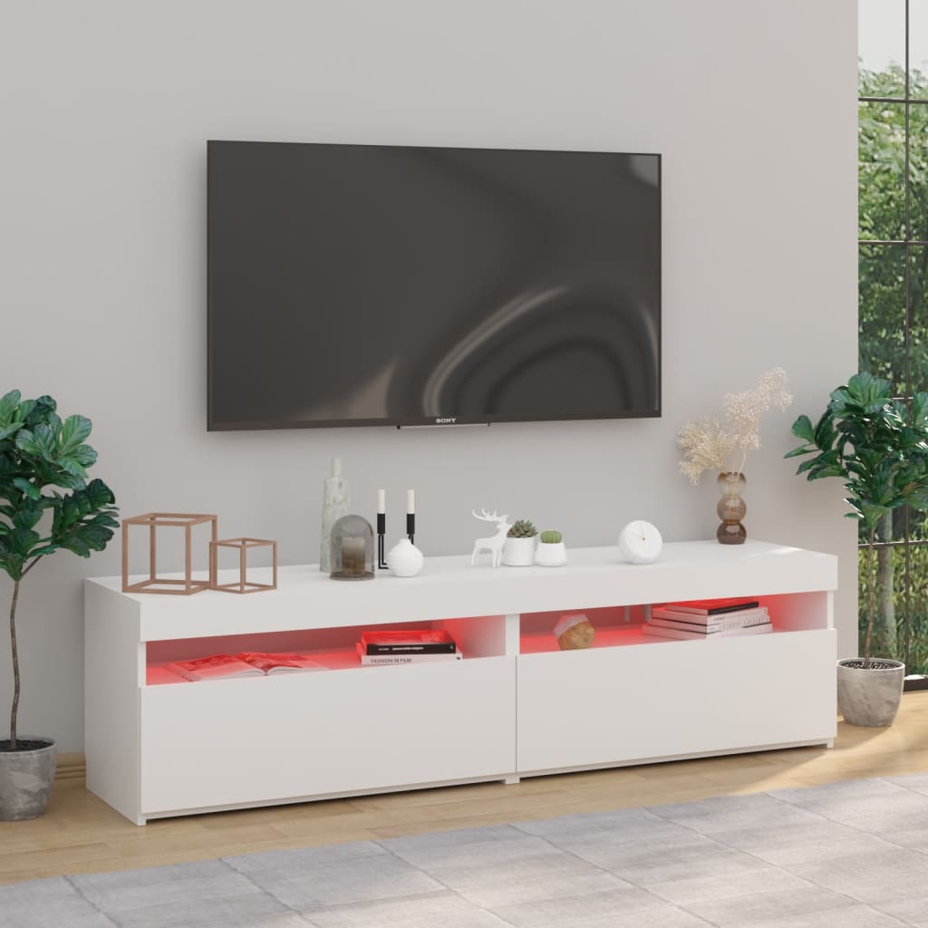 Tv-meubelen 2 st met LED-verlichting 75x35x40 cm wit is nu te koop bij PeponiXL, paradijselijk wonen!