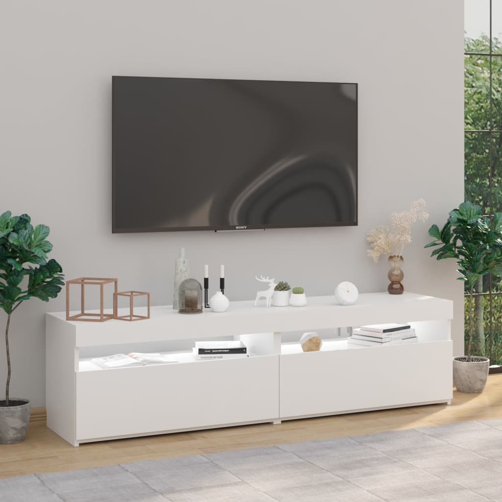 Tv-meubelen 2 st met LED-verlichting 75x35x40 cm wit is nu te koop bij PeponiXL, paradijselijk wonen!