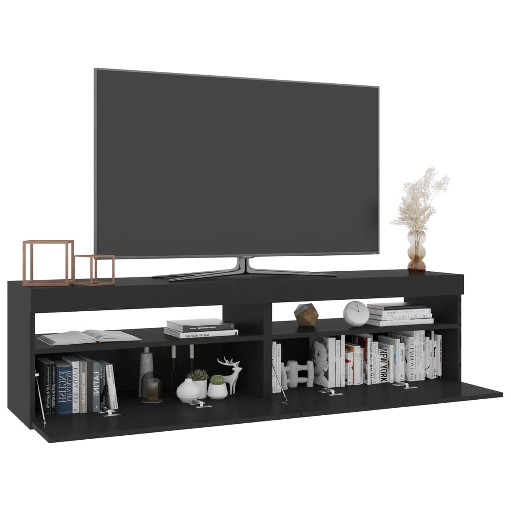 Tv-meubelen 2 st met LED-verlichting 75x35x40 cm zwart is nu te koop bij PeponiXL, paradijselijk wonen!