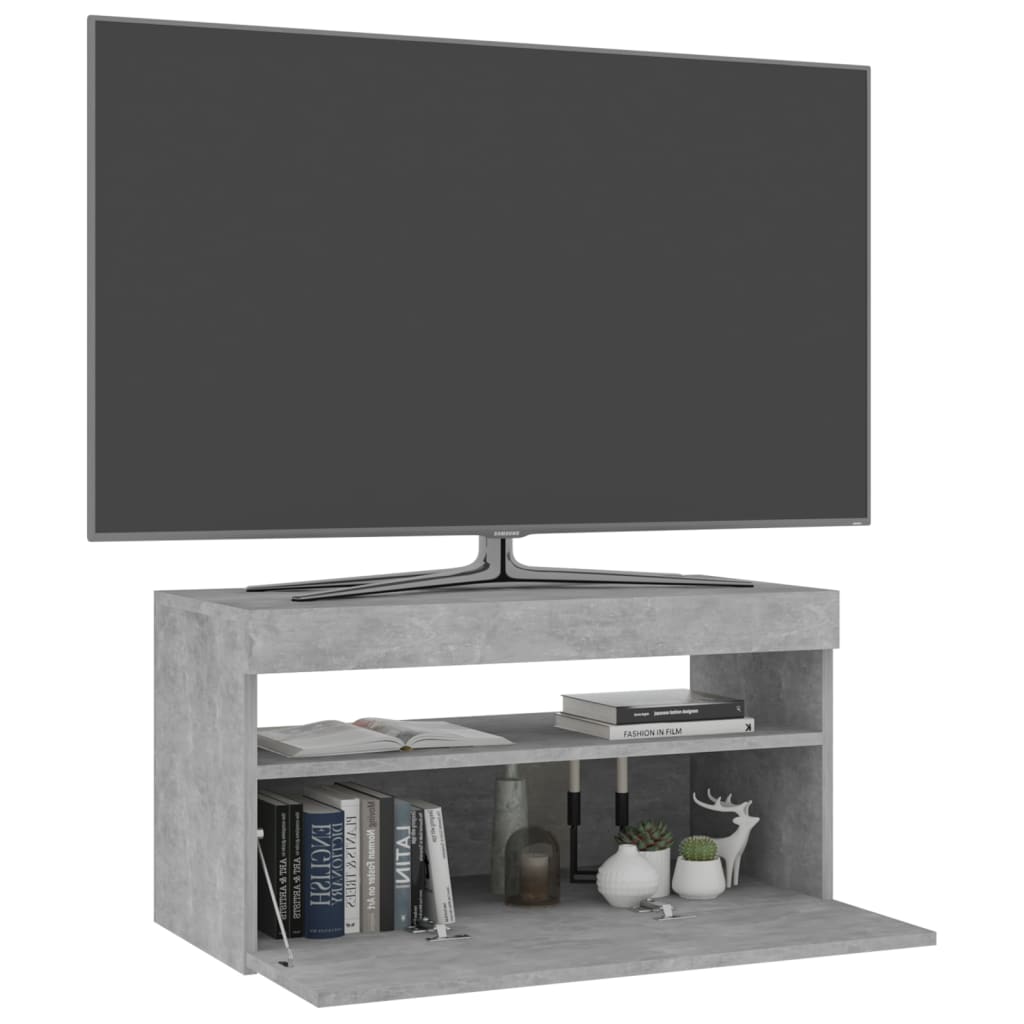 Tv-meubel met LED-verlichting 75x35x40 cm betongrijs is nu te koop bij PeponiXL, paradijselijk wonen!