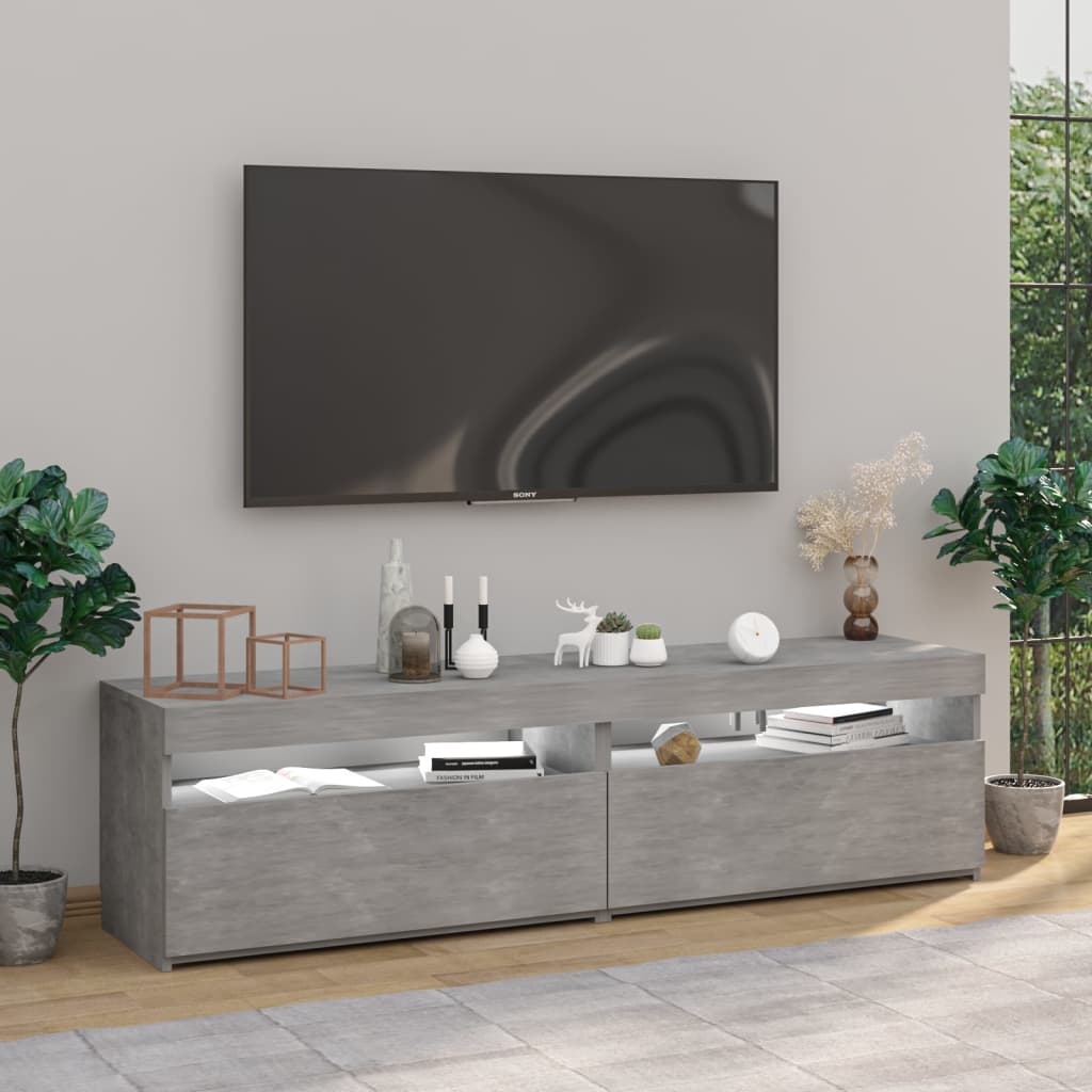 Tv-meubelen 2 st met LED-verlichting 75x35x40 cm betongrijs is nu te koop bij PeponiXL, paradijselijk wonen!