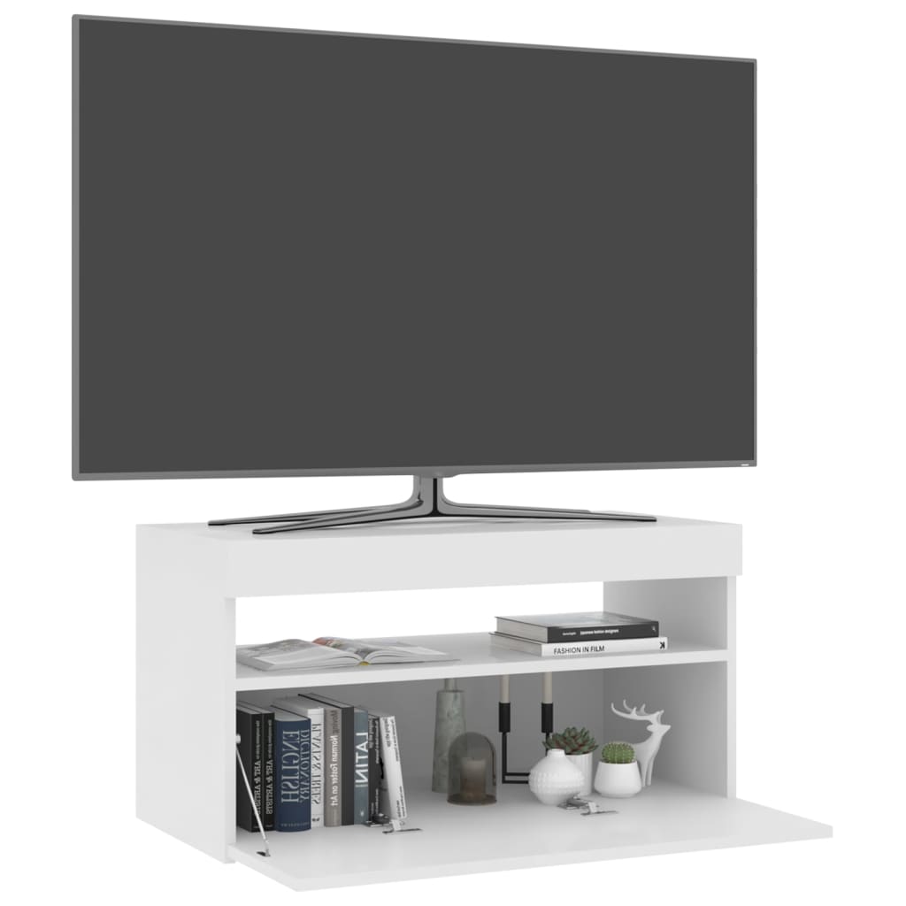 Tv-meubel met LED-verlichting 75x35x40 cm hoogglans wit is nu te koop bij PeponiXL, paradijselijk wonen!