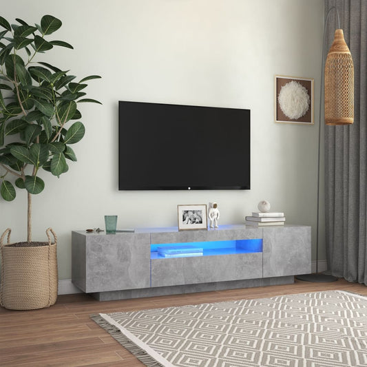 Tv-meubel met LED-verlichting 160x35x40 cm betongrijs is nu te koop bij PeponiXL, paradijselijk wonen!