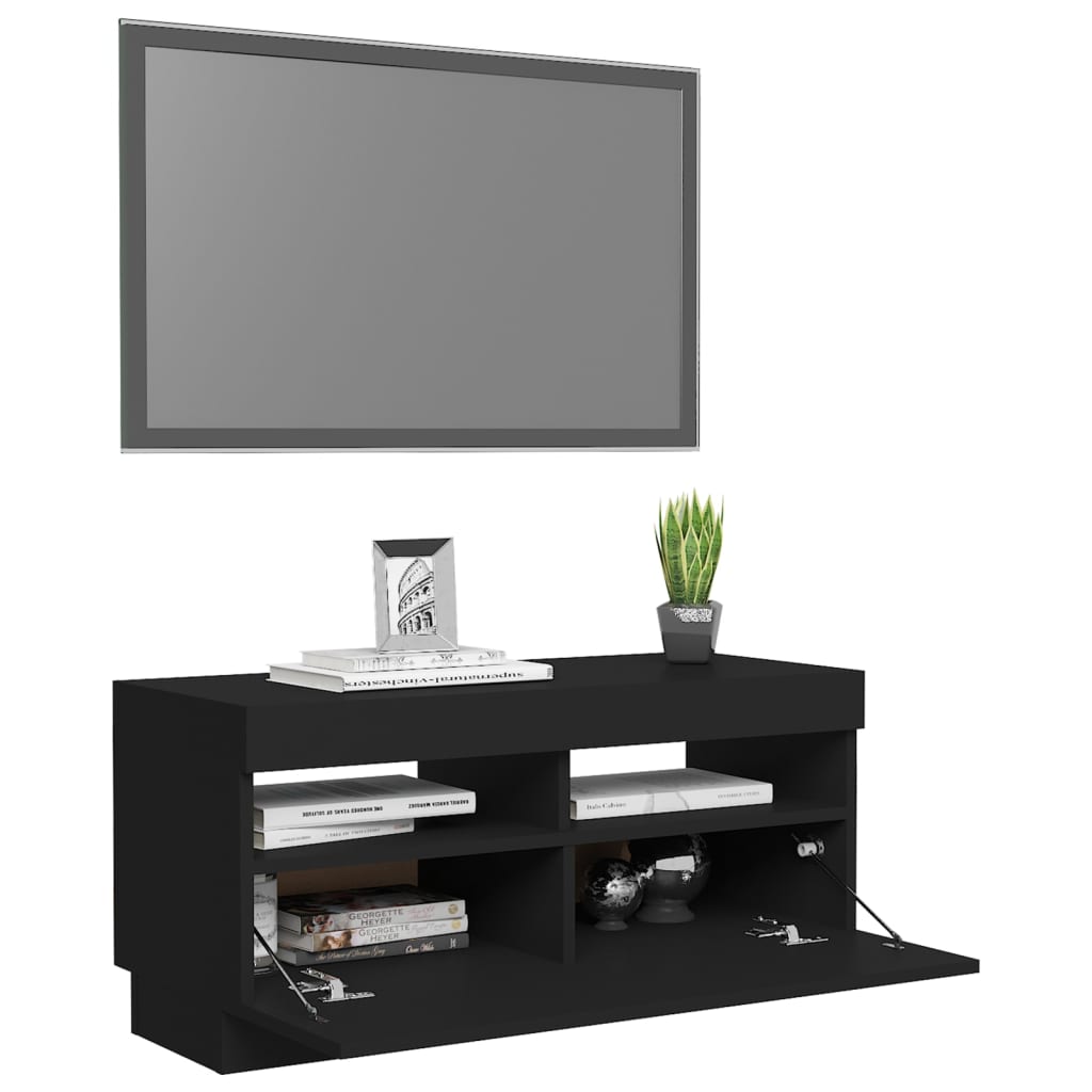 Tv-meubel met LED-verlichting 80x35x40 cm zwart is nu te koop bij PeponiXL, paradijselijk wonen!