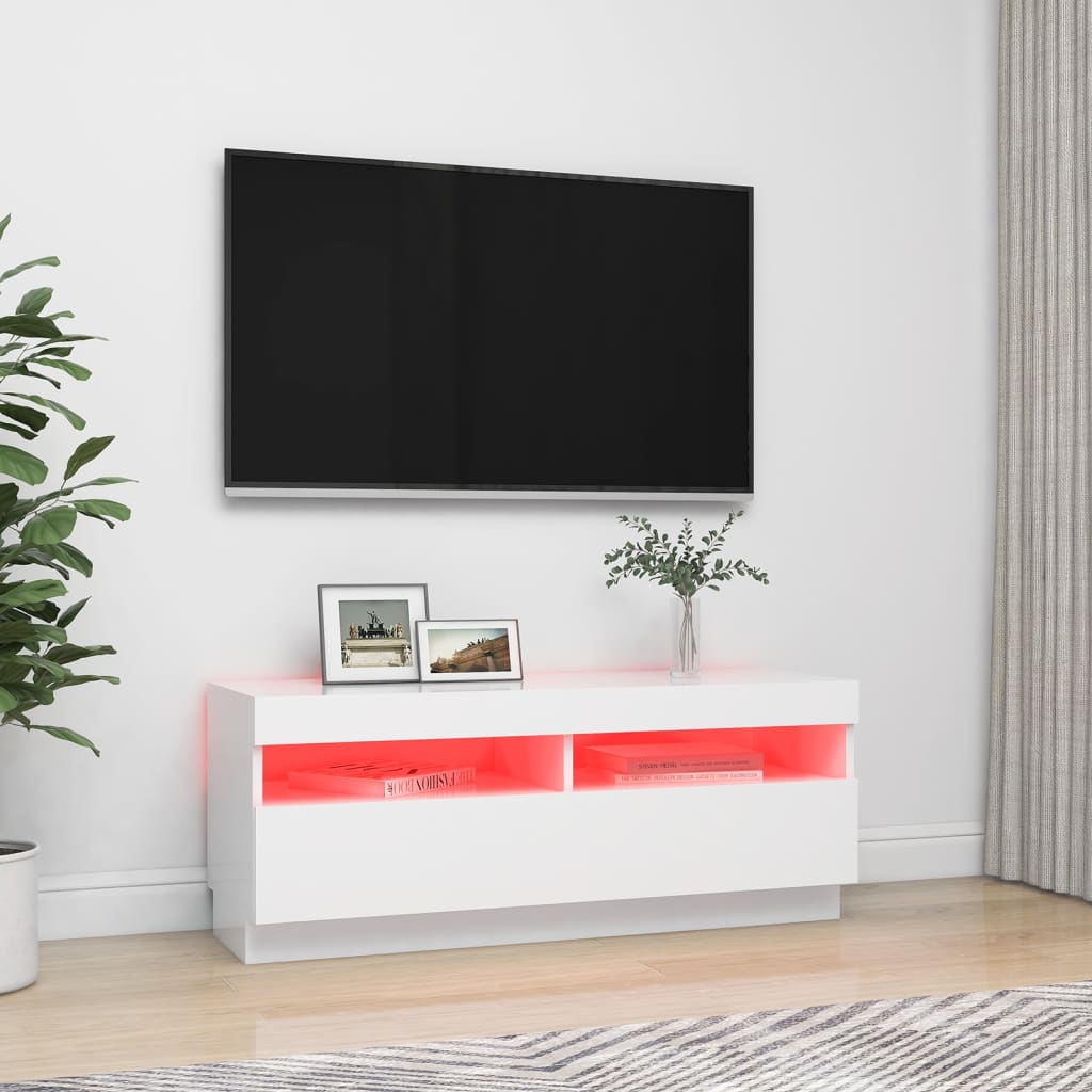 Tv-meubel met LED-verlichting 100x35x40 cm wit is nu te koop bij PeponiXL, paradijselijk wonen!