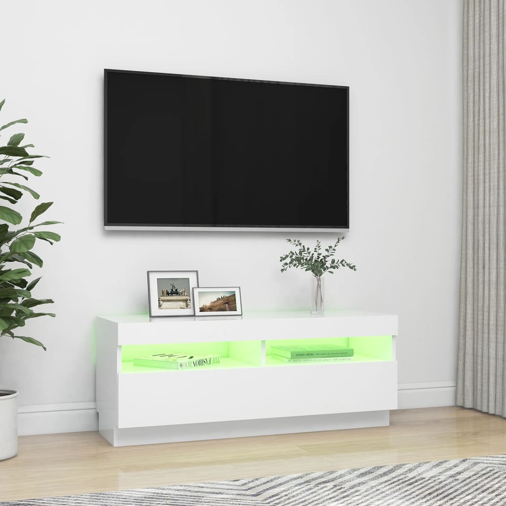 Tv-meubel met LED-verlichting 100x35x40 cm wit is nu te koop bij PeponiXL, paradijselijk wonen!