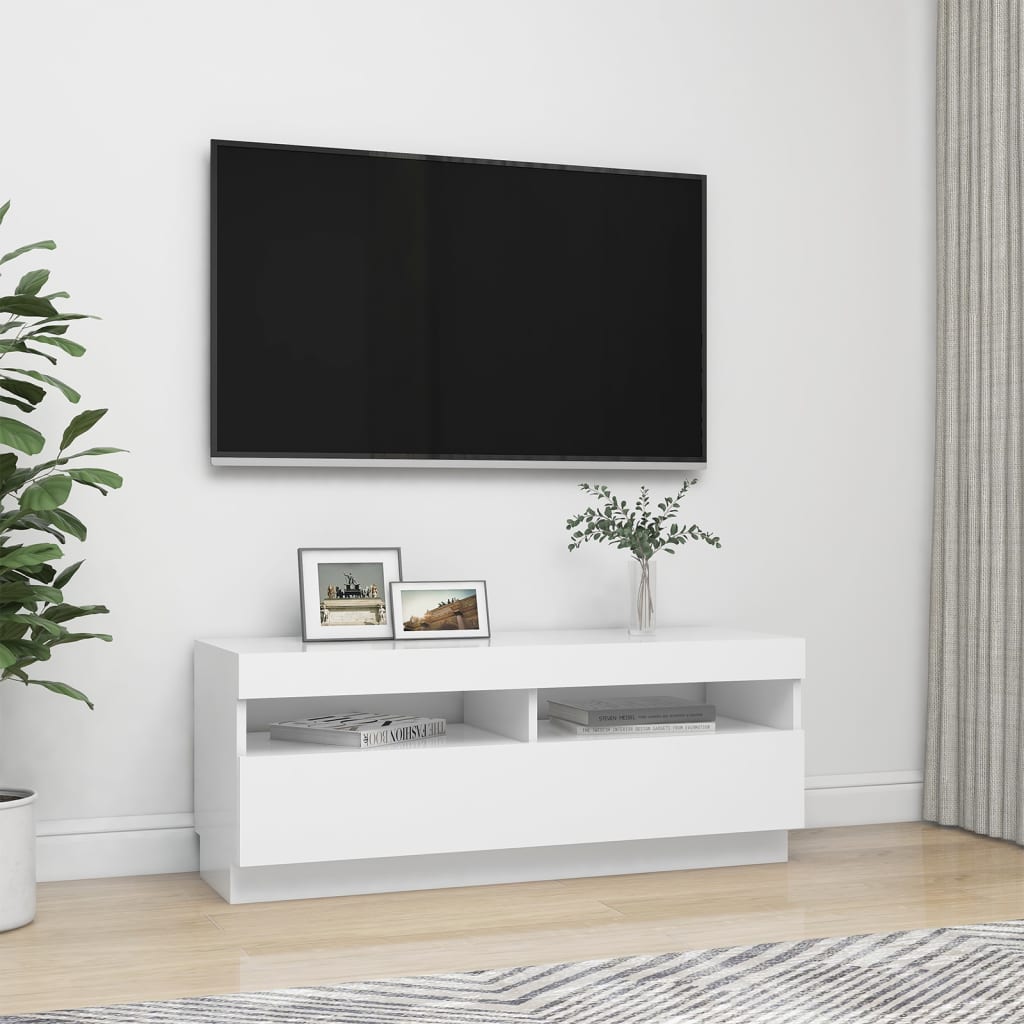 Tv-meubel met LED-verlichting 100x35x40 cm wit is nu te koop bij PeponiXL, paradijselijk wonen!