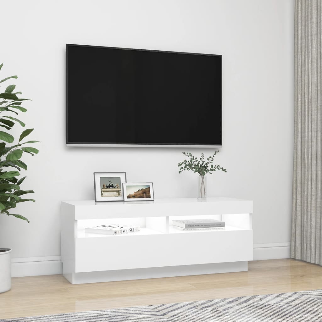 Tv-meubel met LED-verlichting 100x35x40 cm wit is nu te koop bij PeponiXL, paradijselijk wonen!