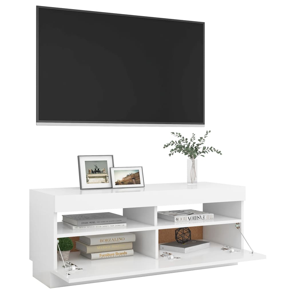 Tv-meubel met LED-verlichting 100x35x40 cm wit is nu te koop bij PeponiXL, paradijselijk wonen!