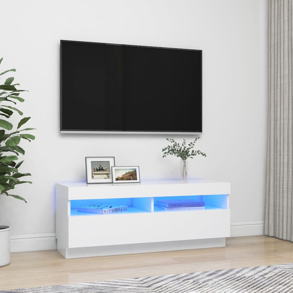 Tv-meubel met LED-verlichting 100x35x40 cm wit is nu te koop bij PeponiXL, paradijselijk wonen!
